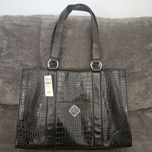 Coldwater Creek Juliana Croco Tote Bag Brown